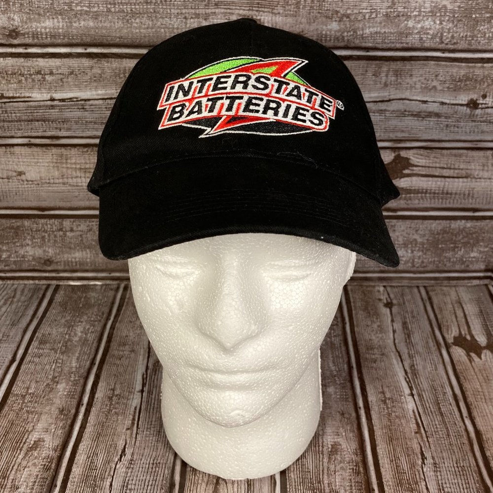 INTERSTATE BATTERIES Men's Baseball Cap Hat Black Twill OSFA Adjustable EUC